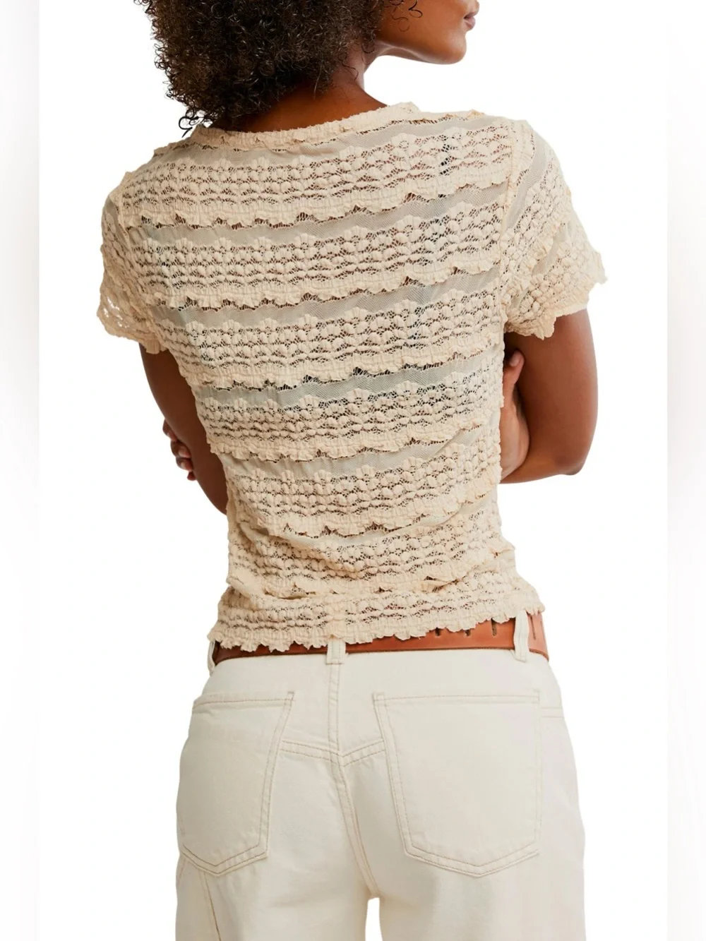 Free People Angelina Lace Tee Size XS